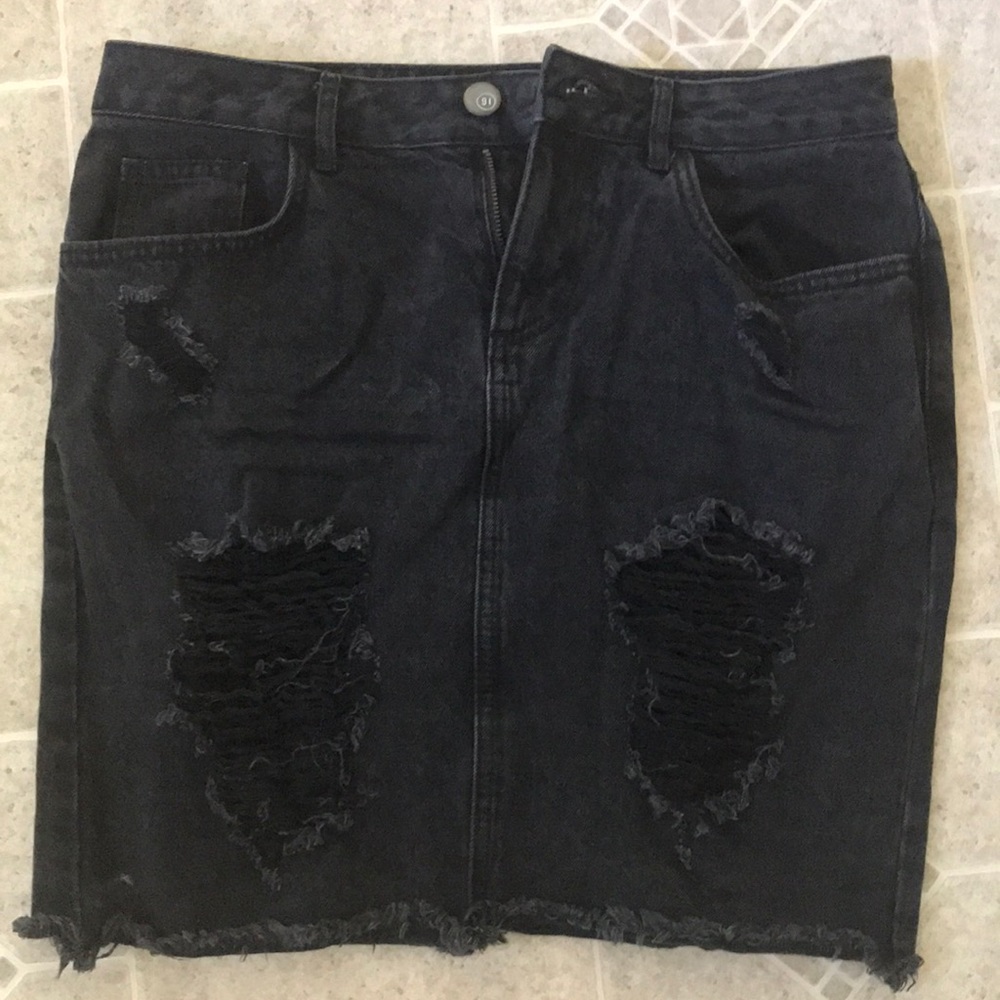 Black Jean Pencil Skirt